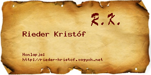 Rieder Kristóf névjegykártya